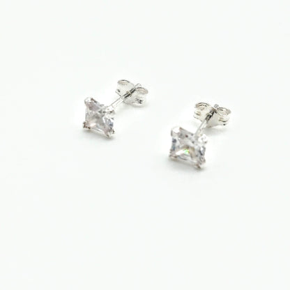 Sterling Silver 5mm CZ Square Studs