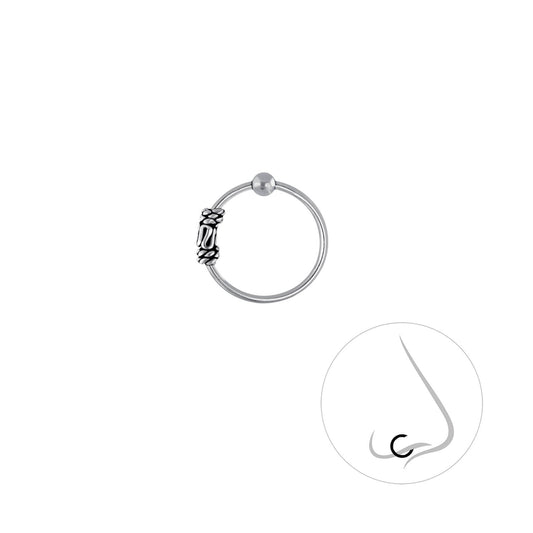 Sterling Silver Bali Ball Closure Nose Ring