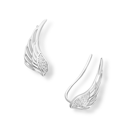 Sterling Silver Angel Wing CZ Ear Climbers