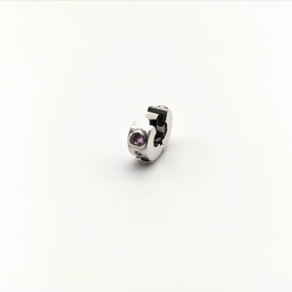 Sterling Silver Pink CZ Heart Bead Charm