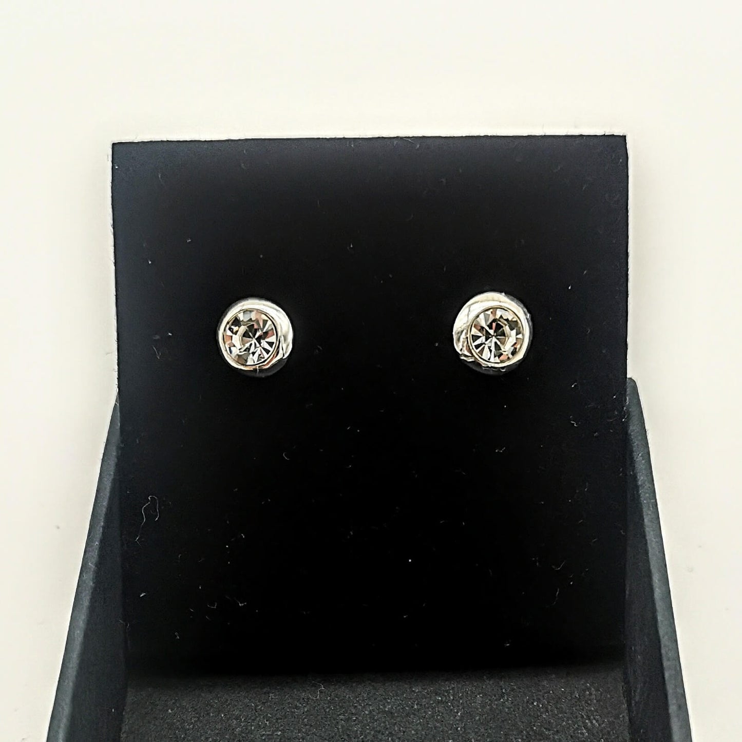 Sterling Silver 8mm Rub Over CZ Stud Earrings