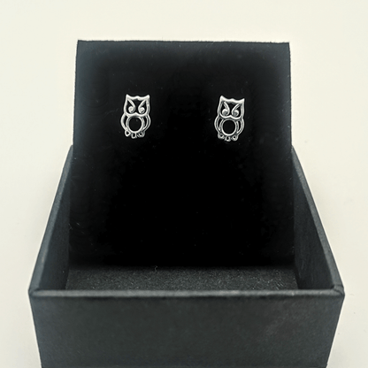 Sterling Silver Owl Stud Earrings