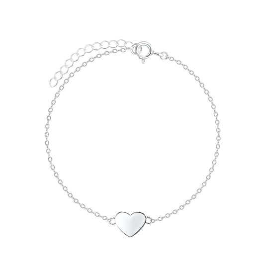 Sterling Silver Plain Heart Bracelet