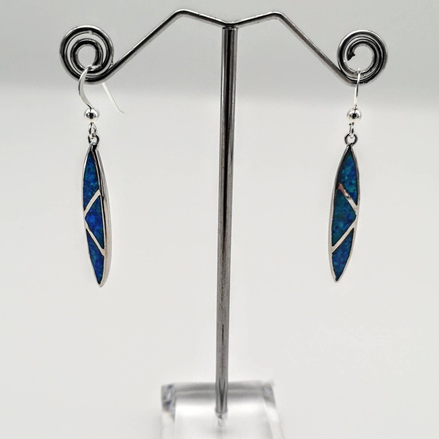 Sterling Silver Lab Created Opal Dangle Earrings