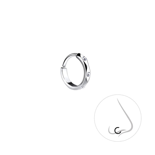 Sterling Silver White Crystal Nose Ring